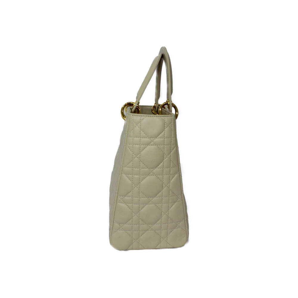 Christian Dior Lady Handbag Lambskin Beige Tan Yellow Leather - Picture 4 of 7